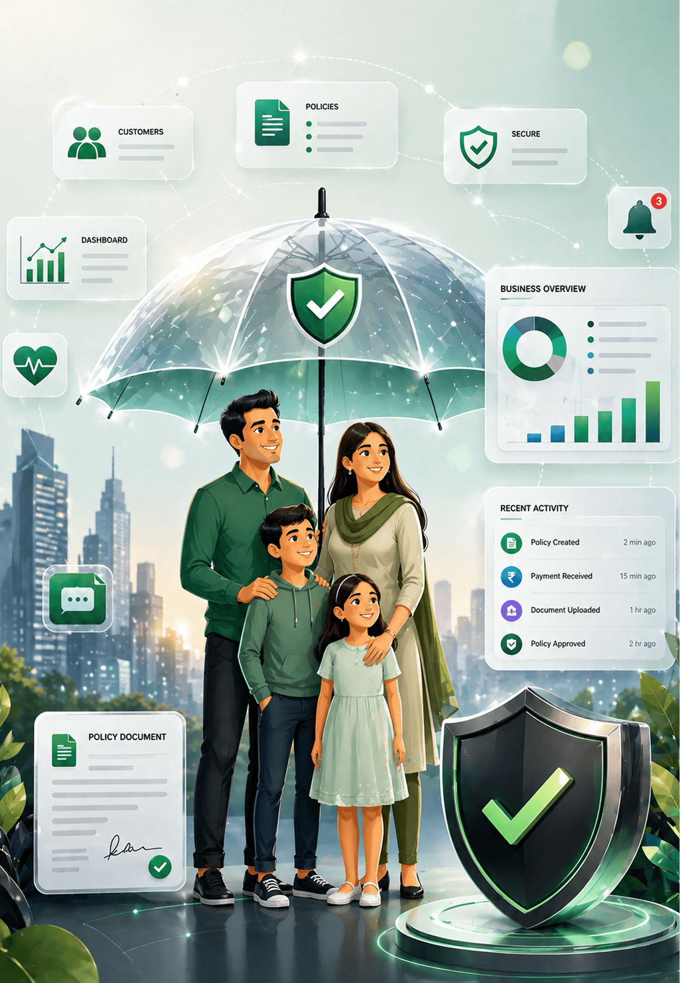 Family protected by Sattva Secure insurance